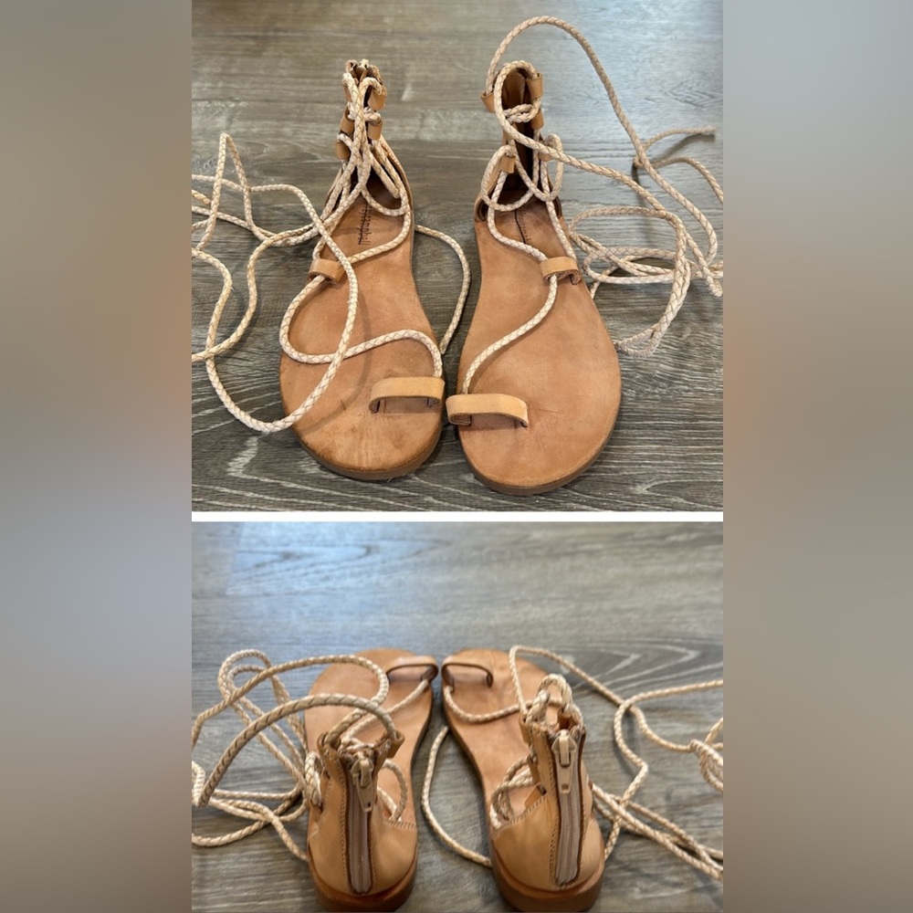 Jeffrey Campbell Tan Lace-Up Sandals